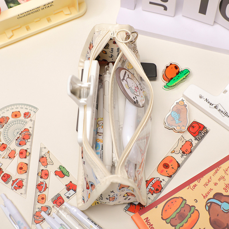 Minimalist โปร ่ งใสขนาดใหญ ่ ความจุดินสอนักเรียนมัลติฟังก ์ ชั ่ สามเหลี ่ ยมกระเป ๋ าดินสอแบบพกพากันน ้ ําเครื ่ องเขียน Storage - รูปที่ 2