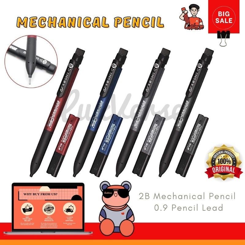 G943 Pensil Khat / ดินสอกด / คัดลายมือ Khat / ดินสอ Tulis Jawi 2B 0.9X1.8mm