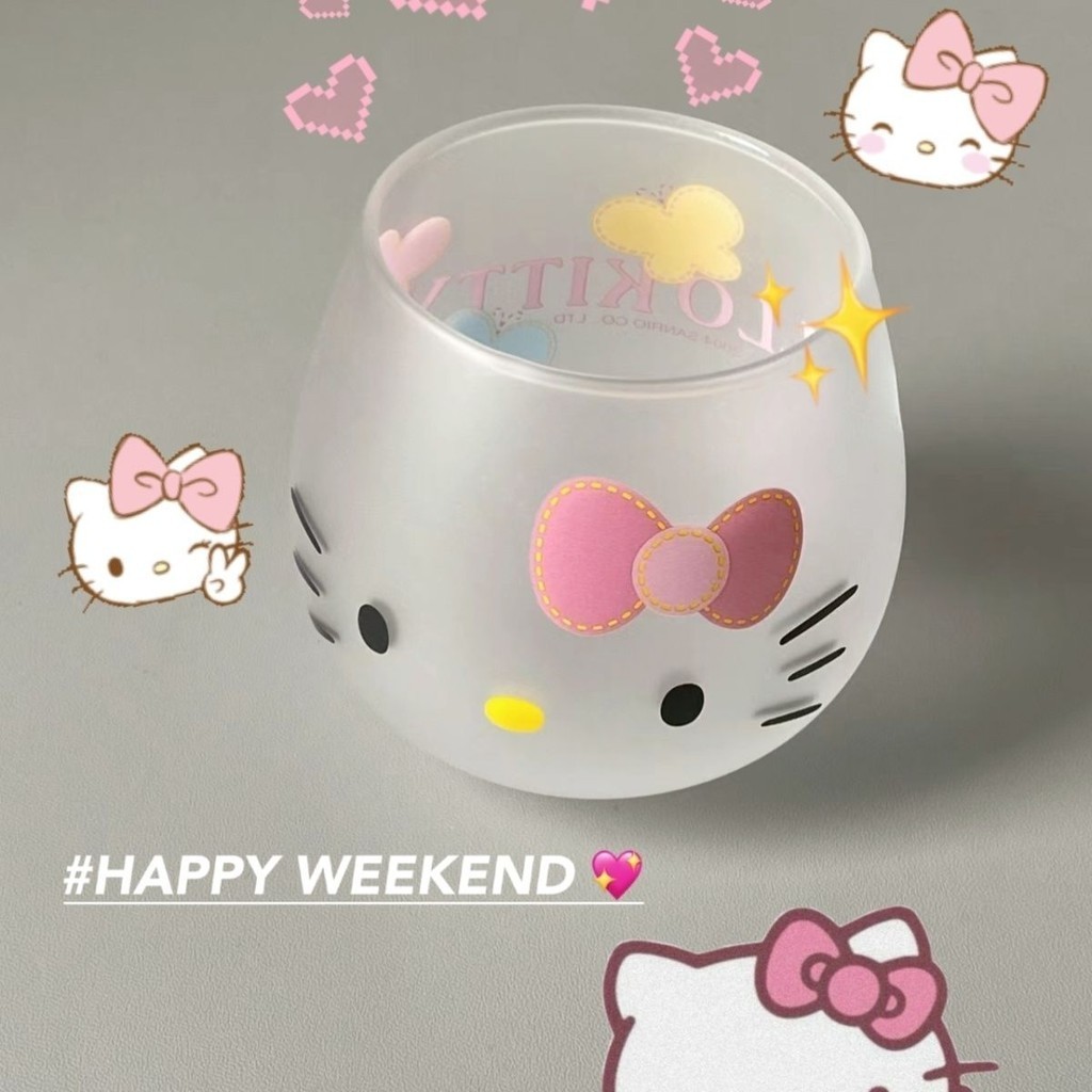 การ์ตูน สวัสดี คิตตี้ รูปร่างแก้วบ้านน่ารักแก้วบอโรซิลิเกตสูงชั้นเดียวถ้วยห้องนั่งเล่นกับแขกน้ําผลไม้เครื่องดื่มเย็นถ้วย