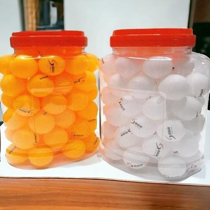 Jibbyhome ลูกปิงปอง 1 ชุด 60 ลูก พร้อมโหลพลาสติกใส่ ปิงปองสีส้ม/สีขาว #T-0002