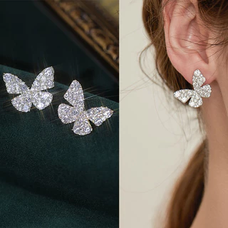 หรูหราสไตล ์ ใหม ่ ประณีตอารมณ ์ หรูหราแฟชั ่ น Rhinestone ต ่ างหูมุกเพชรเต ็ มรูปแบบ