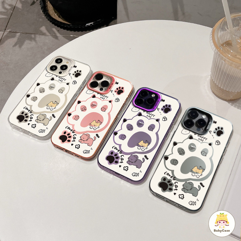 สร้างสรรค์กรงเล็บแมวตลกกรณีลูกแมวน่ารัก iPhone 11 13 14 7Plus 15 12 Pro Max XR X XS MAX 7 14 6s 15 6 8 Plus SE