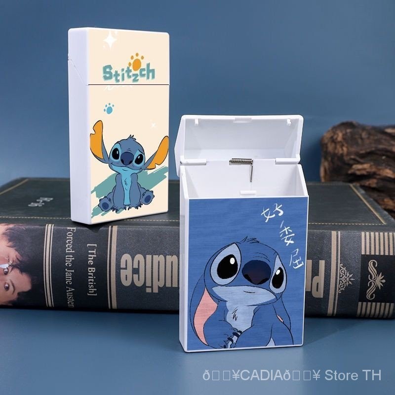 น่ารัก Stitch Clamshell กล่องเก็บการ์ดขนาดเล็กแบบพกพาแบบพกพาแบบพกพาแบบพกพากรณีบุหรี่อัตโนมัติ Pop-Up กล่องเก็บพลาสติกของขวัญสําหรับ Boyfri