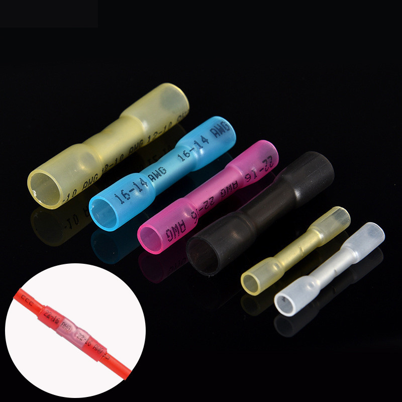 การเชื่อมต่อสายไฟขั้วต่อท่อความร้อน Shrink BUTT CRIMP TERMINALS Waterproof INSULATED Seal Wire Connectors Automobile Wire CABLE CRIMP TERMINALS