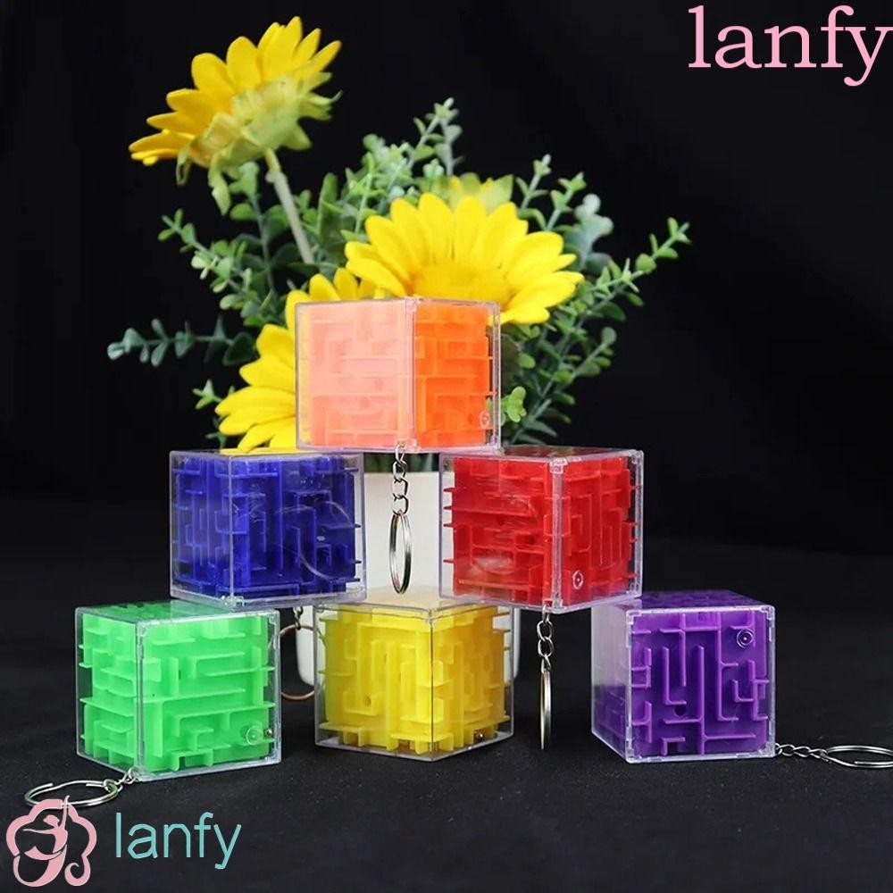 Lanfy 3D Maze พวงกุญแจ, ปริศนาของเล ่ นหกด ้ านเขาวงกตของเล ่ น Keyring, Baby Shower 3 ซม.Balance การฝึกอบรม Rolling Ball พวงกุญแจ Pinata Fillers