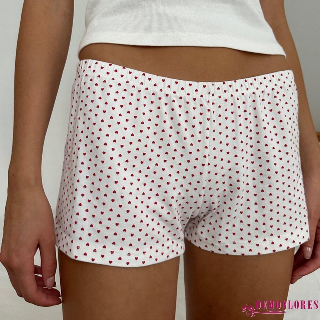 Demonlores-women Lounge Shorts Floral/Heart Print Summer Pajama Shorts