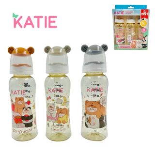 สต็อคไทย ❤️ KATIE (เคที่) ขวดนมสีชา ขวดนมคอกว้าง และคอแคบ ขนาด 4, 5 และ 8ออนซ์ (จุกไม่ดูดไม่ไหล)