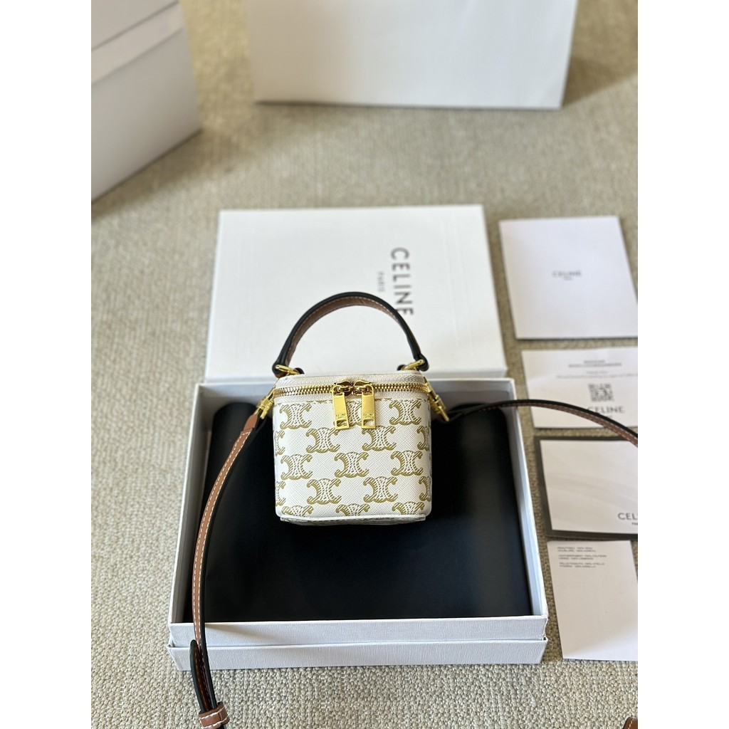 Celine Retro Mini Box Bag กระเป๋าถือผู้หญิงแฟชั่นกระเป๋าสะพายไหล่ลําลองกระเป๋า Messenger