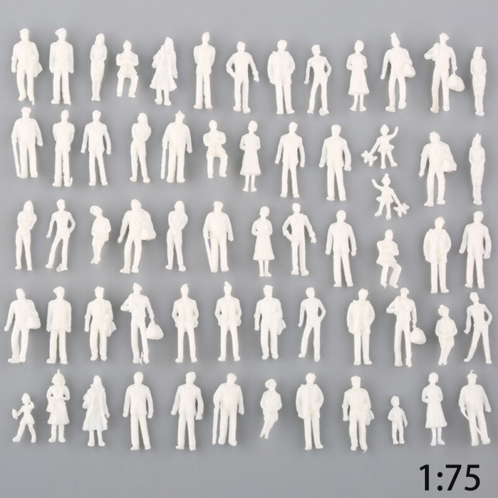 [HYGETH]Miniature Figures Miniature Mixed Painted People Plastic Railway White[Ready stock]