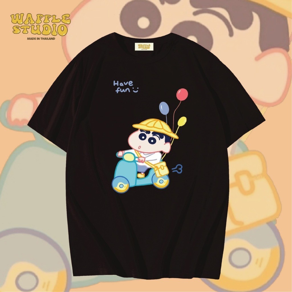 [  🔥 ] WS0080 เสื้อยืดโอเวอร์ไซส์ เสื้อยืดเกาหลี ผ้าคอตตอน100% เสื้อยืด ชินจัง 100%cotton S-5XL