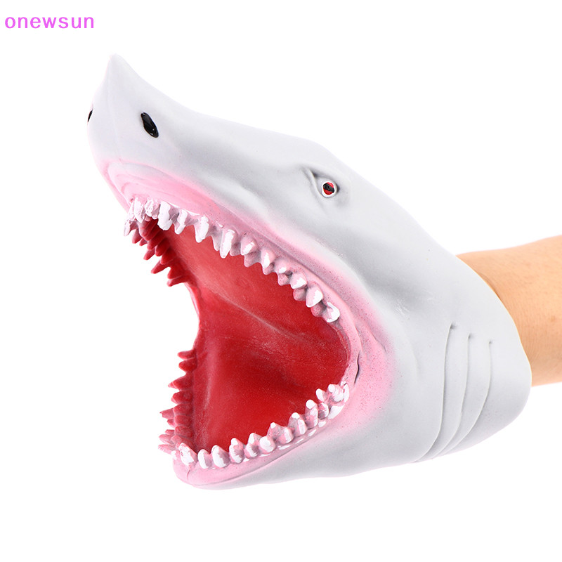 Onew Shark Hand Puppet TPR Grey Shark Hand Puppet Glove Telling Story Doll Props sun