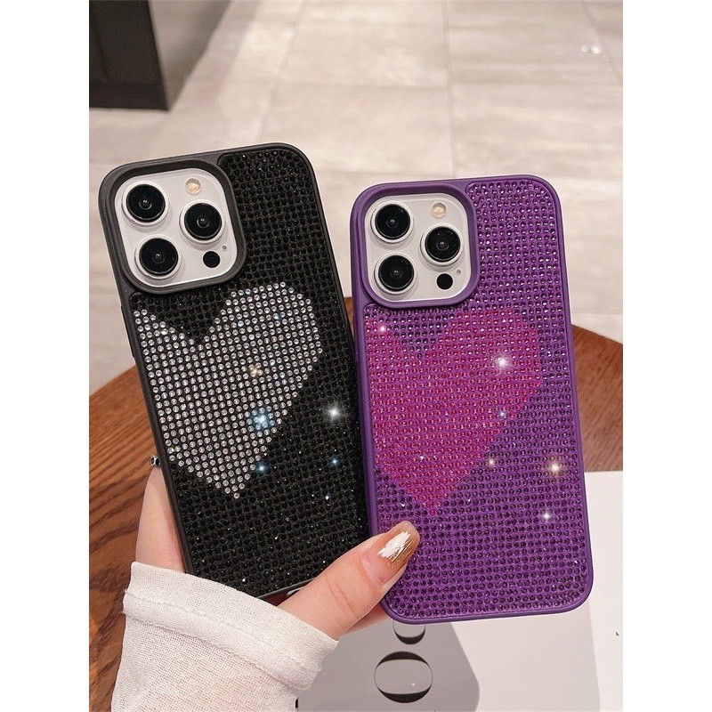 COD เคสมือถือหัวใจ ประดับพลอยเทียม มาใหม่ ทันสมัย สําหรับ iPhone 15 14 13 12 11 Por Max Plus สีสด