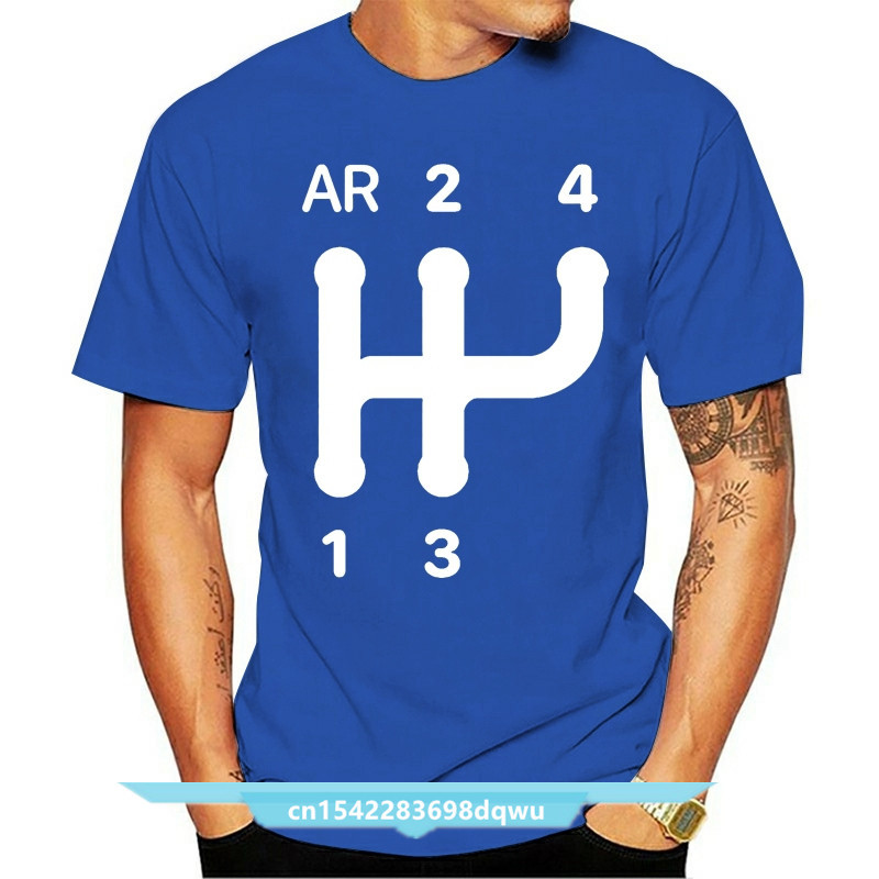 พิมพ์ผู้ชายเสื้อยืดผ้าฝ้ายเสื้อยืด O-คอแขนสั้น 2CV Gear Shift รูปแบบผู้ชายเสื้อยืด