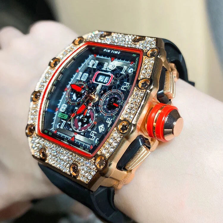 Richard Non-Mechanical Watch Men Tritium High-End Handsome Men 's Watch Miller เว ็ บไซต ์ อย ่ างเป ็ นทางการ Diamond-Studded Men 's Large