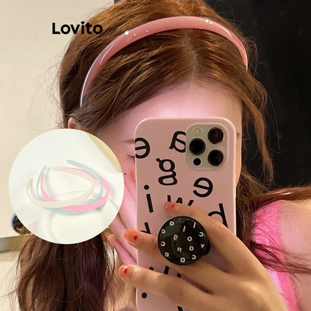 Lovito ทีคาดผมผู้หญิง สีพื้น หรูหรา LFA16169