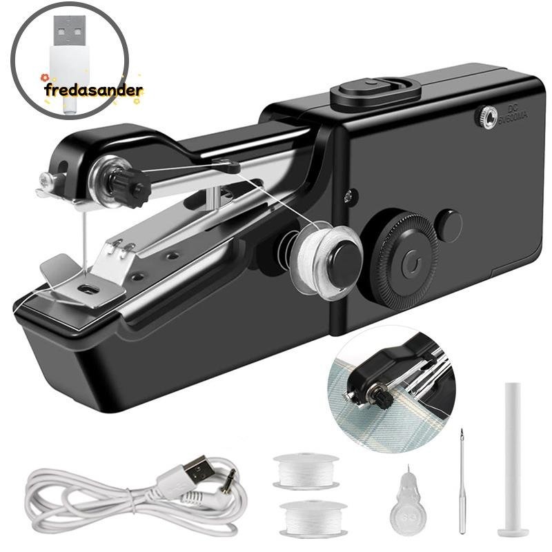 【fredasander 】USB ชุดจักรเย็บผ้ามือถือไฟฟ้า, ไร้สาย Mini Quick Repairing จักรเย็บผ้าสําหรับผ้าม่านหนัง