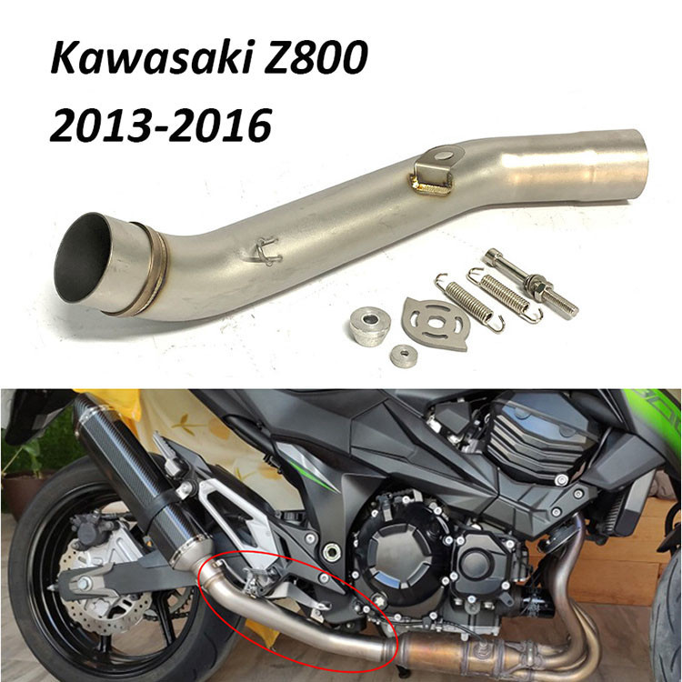 KAWASAKI สแตนเลสรถจักรยานยนต์ท่อไอเสียท่อกลางสําหรับคาวาซากิ Z800 2013-2016ท่อลิงค์กลางเชื่อมต่อกับ5