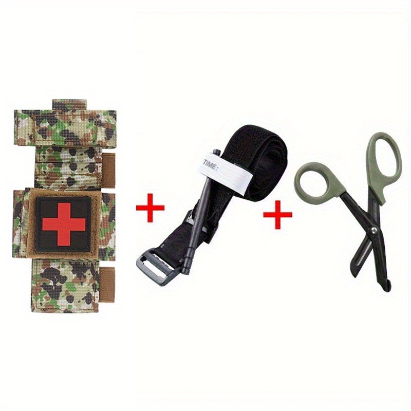 Luc Outdoor Adventure EMT Kit Molle Tourniquet Holder with Cross Patch ทนทานเกียร ์ ฉุกเฉินกลางแจ ้ 