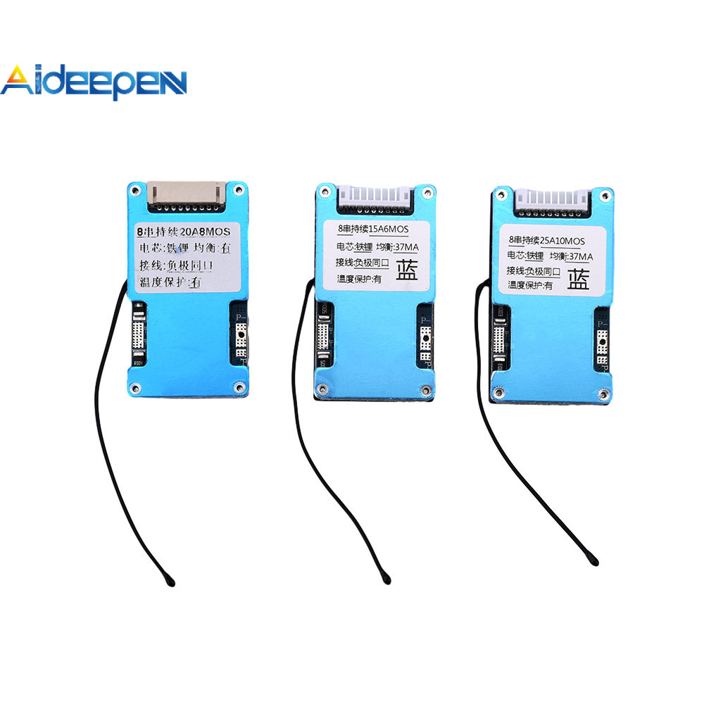 Aideepen 8S 24V 15A/20A/25A พอร ์ ตเดียวกันลิเธียมเหล ็ กฟอสเฟตแบตเตอรี ่ ป ้ องกัน Equalization เข ็ มขัดอุณหภูมิ