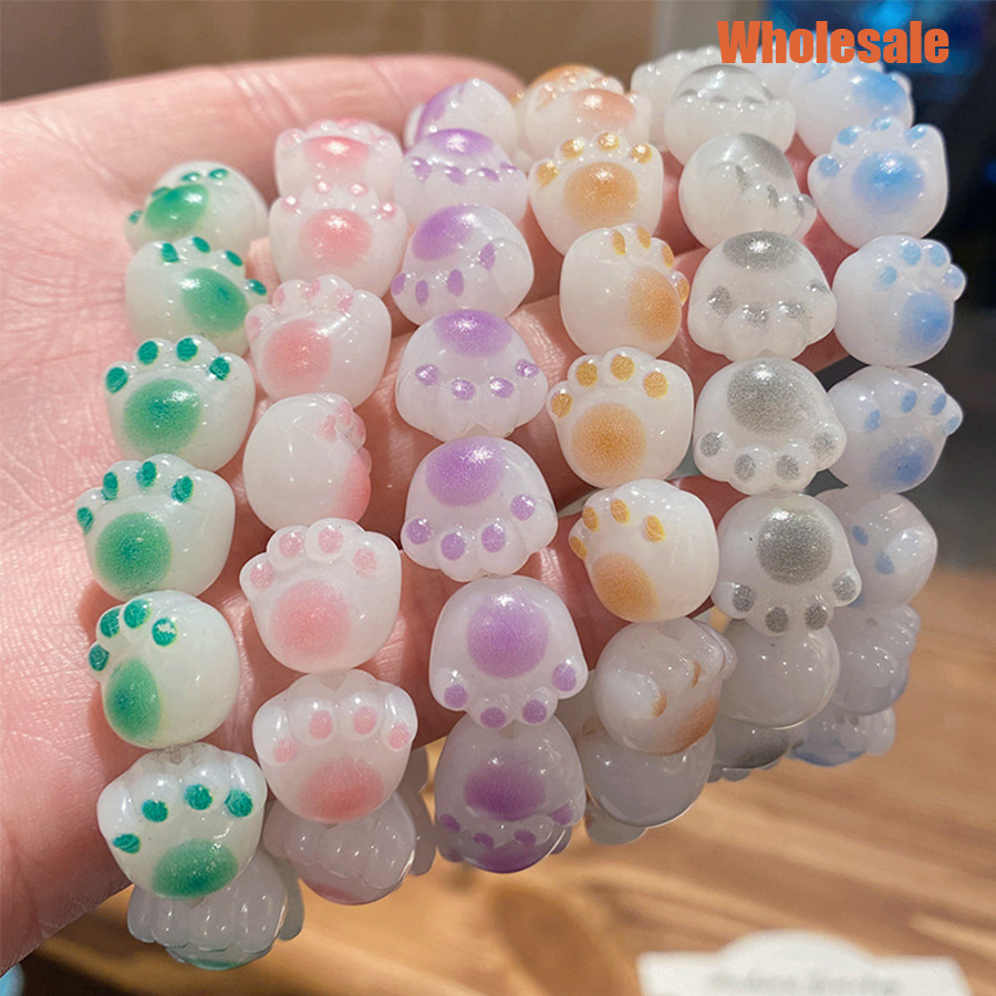 10ชิ้น11*12มิลลิเมตรเลียนแบบหยกสีขาวถ่านเผาแมวตีนสามมิติหลวมลูกปัดทําเองอุปกรณ์เครื่องประดับสร้อยข้อมือต่างหูเสน่ห์วัสดุทําด้วยมื - รูปที่ 2