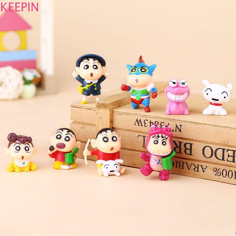 Keepin Crayon Shinchan Action Figures ของขวัญ 8 ชิ้น/เซ็ตตุ๊กตาของเล่น Miniatures Crayon Shinchan รุ่น Q ตุ๊กตาเครื่องประดับ