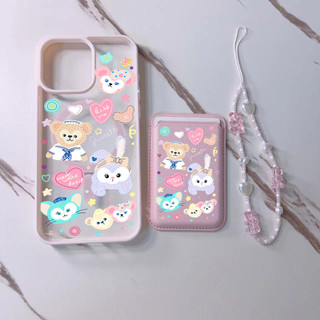 3pcs สีชมพูน่ารักลิงกระเป๋าสตางค์เหมาะสําหรับ Iphone 11promax 11 12promax X XR XSMAX 12 13 14 15 pro max ผู้หญิงปลอกฝาหลัง 14promax 15plus