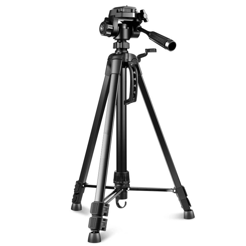 Professional Aluminum Selfie Live Tripod Mount Camera Tripod Bracket with Three-dimensional Head & Phone Clamp