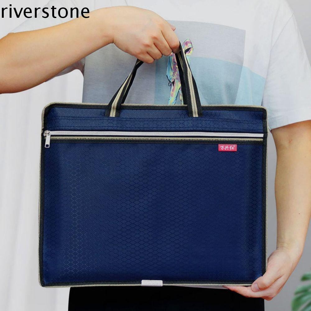 Riverstone A4 กระเป ๋ าเอกสารแบบพกพา Universal Fileing Products Organizer Bag กระเป ๋ าแฟ ้ มโรงเรียน File Organizer แพคเกจ
