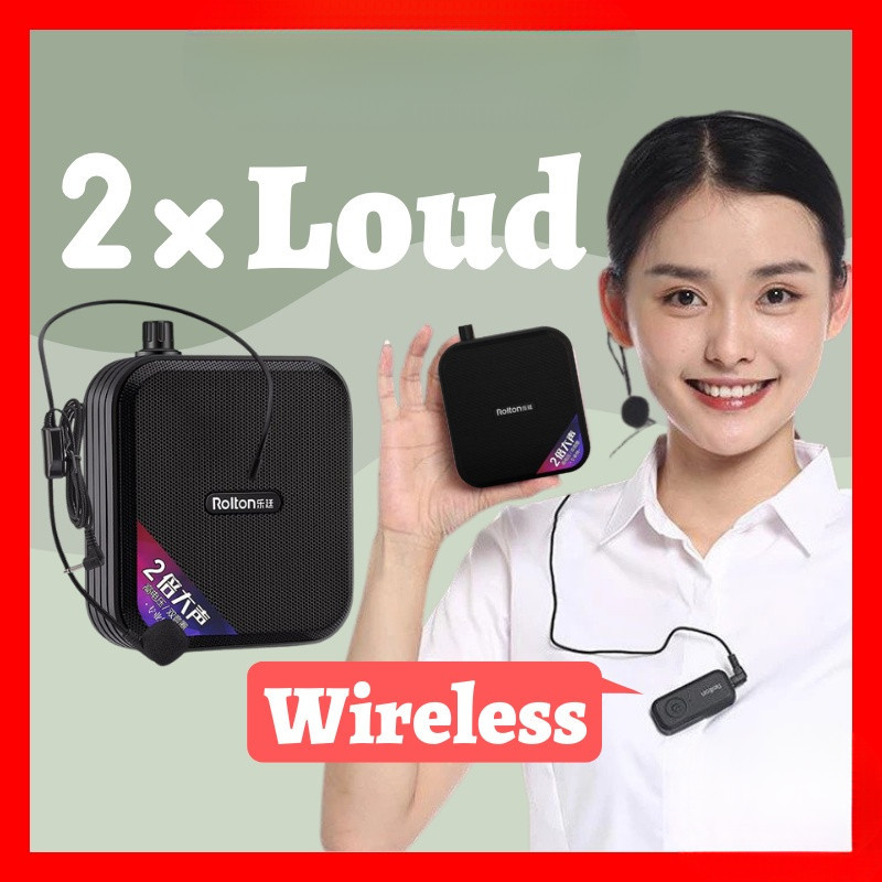 Rolton K600 ไมโครโฟนไร้สายและลําโพงเครื่องขยายเสียงแบบพกพาลําโพงบลูทูธไมโครโฟน Double Power สําหรับครู Class