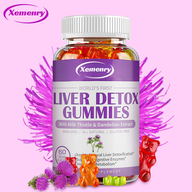 Liver Cleanse Detox Restoration Gummies - รองรับตับที่จําเป็นสําหรับผู้ชายและผู้หญิง (30/60/100 Gummies มังสวิรัติ)