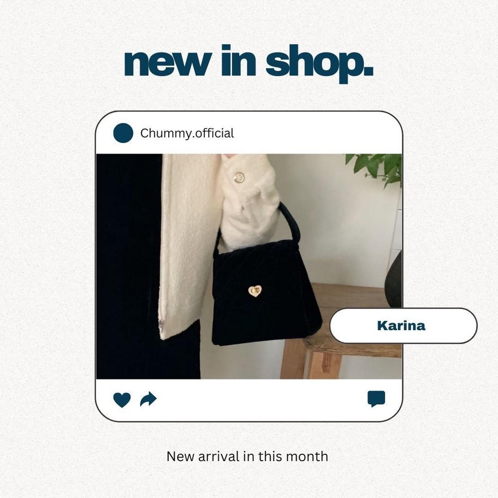 Karina กระเป๋าสีดำหัวใจตรงกลาง