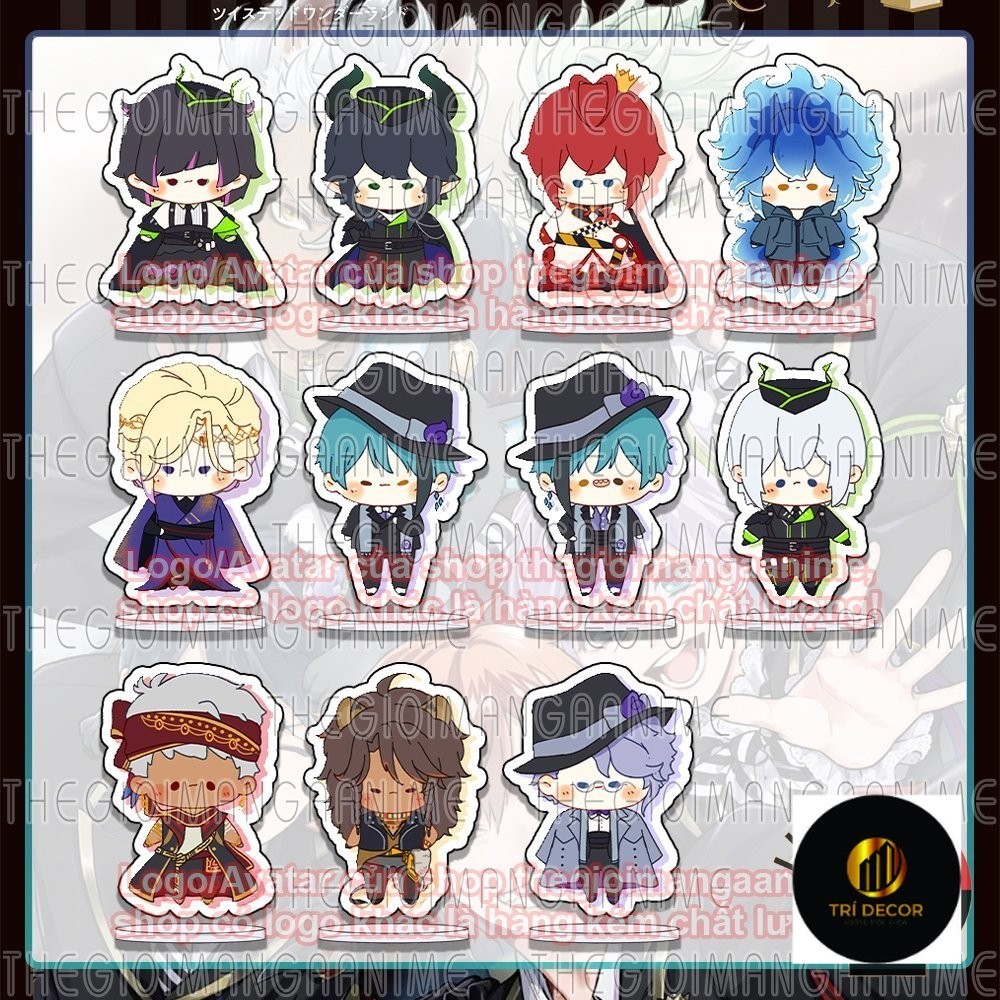 (3CM) Standee รุ่น Disney Twisted-Wonderland ver DOT EYES น่ารักตกแต่ง mini chibi miga อะคริลิคอะนิเมะรูปปั้น