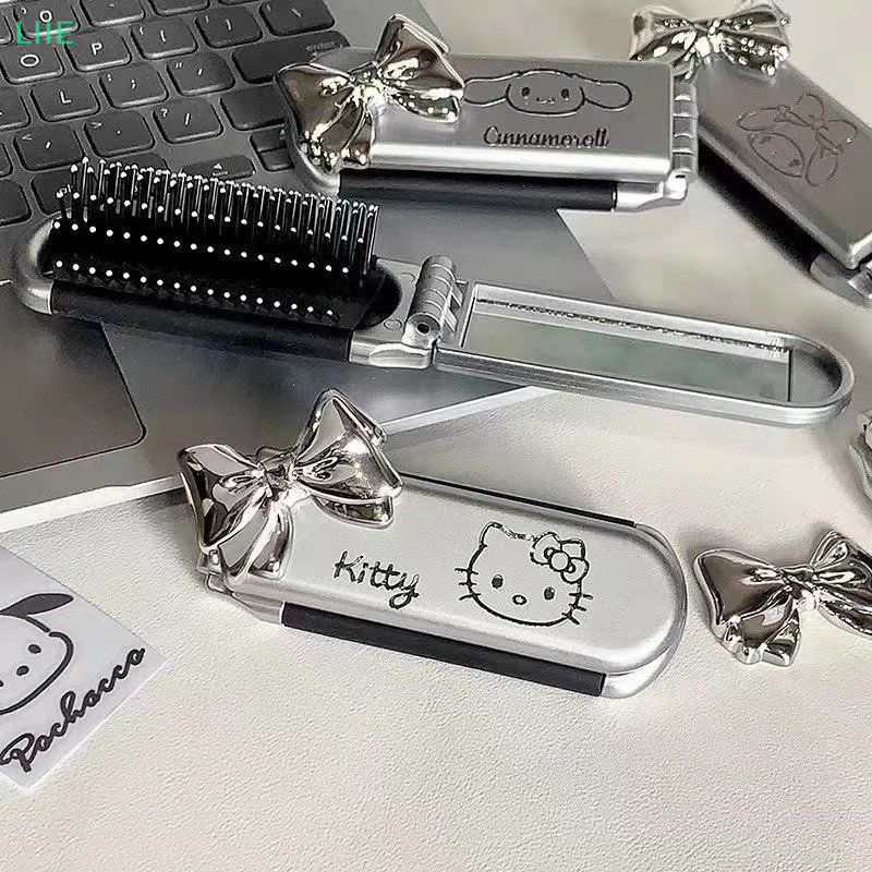 LI Sanrio การ์ตูนน่ารักพับ Air Cushion หวีผู้หญิงนวดหนังศีรษะหวีแบบพกพาแปรงผม Hairdressing เครื่องมือกระจก IE