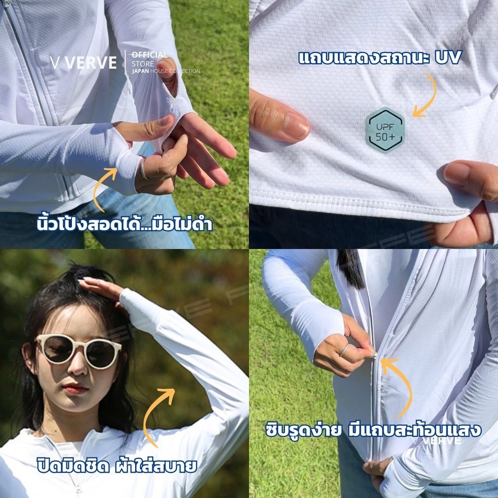 เสื้อคลุมกันแดด กัน UV - Anti UV Society กันแดดอย่างดี ULTRA LIGHT TECH 188 กรัม ผ้าใส่สบายนุ่มๆ มี 7 สีให้เลือก UPF50+ รูปที่ 3