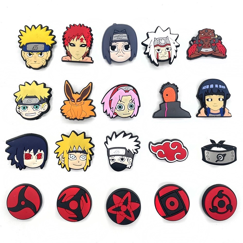 Naruto Jibbitz จิ๊บบิท อุปกรณ์ตกแต่งรองเท้า ชุดเซต Charms ตัวการ์ตูนน่ารัก ลายหลากหลาย แบบหัวเข็มขัด/มีรู