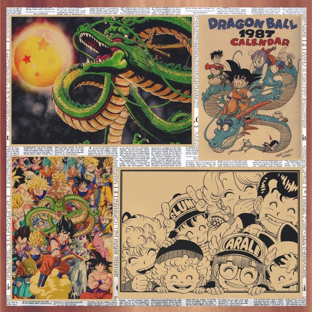 อะนิเมะญี่ปุ่น Dragon Ball Retro สติ๊กเกอร์ติดผนัง PVC Vintage โปสเตอร์ตกแต่งบ้าน