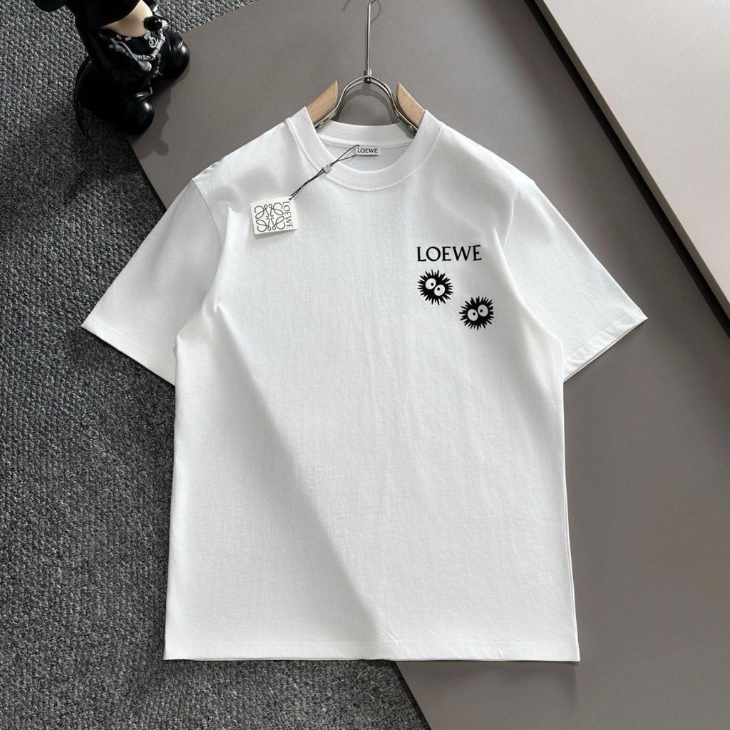 เคาน์เตอร์สไตล์ใหม่ Street Wear ฤดูร้อนโลโก้ผ้าฝ้ายแท้รอบคอหลวมสบายๆผู้ชายผู้หญิงสไตล์เดียวกันแขนสั้น All-Match คู่เสื้อยืดป้าย + Tag