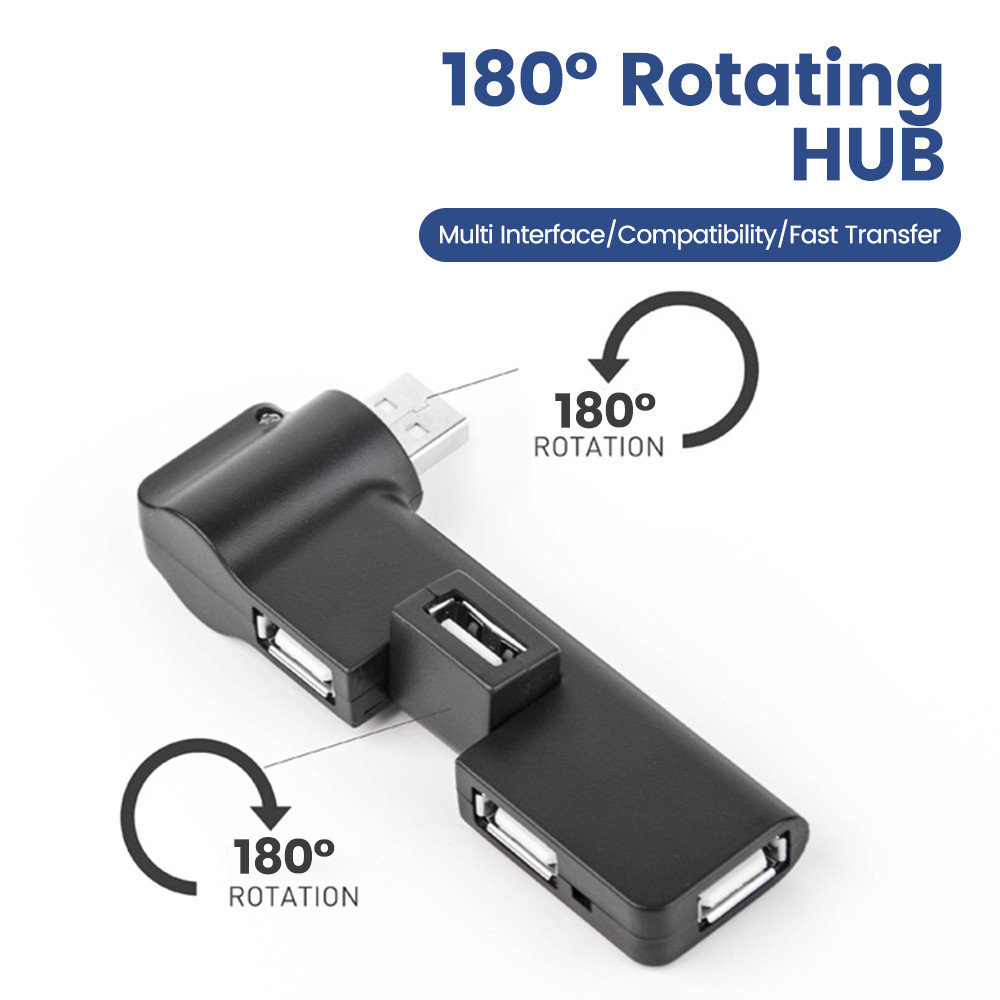 Twitch 4 USB 2.0 Ports HUB Adapter 180° Rotatable Hub Extender USB Hub สําหรับ PC แล็ปท็อปการถ่ายโอนข้อมูลความเร็วสูง USB Splitter Docking Station