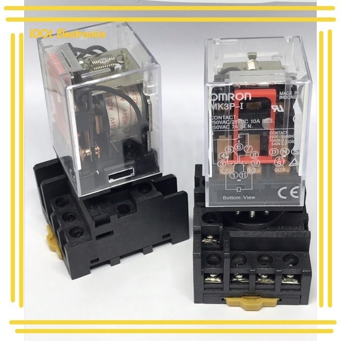 รีเลย์ mk3 mk3p MK3P-I  24VAC , 380VAC กระแส 10A 11ขา รีเลยื11ขา  พร้อมซ๊อกเก็ต ส่งทุกวัน