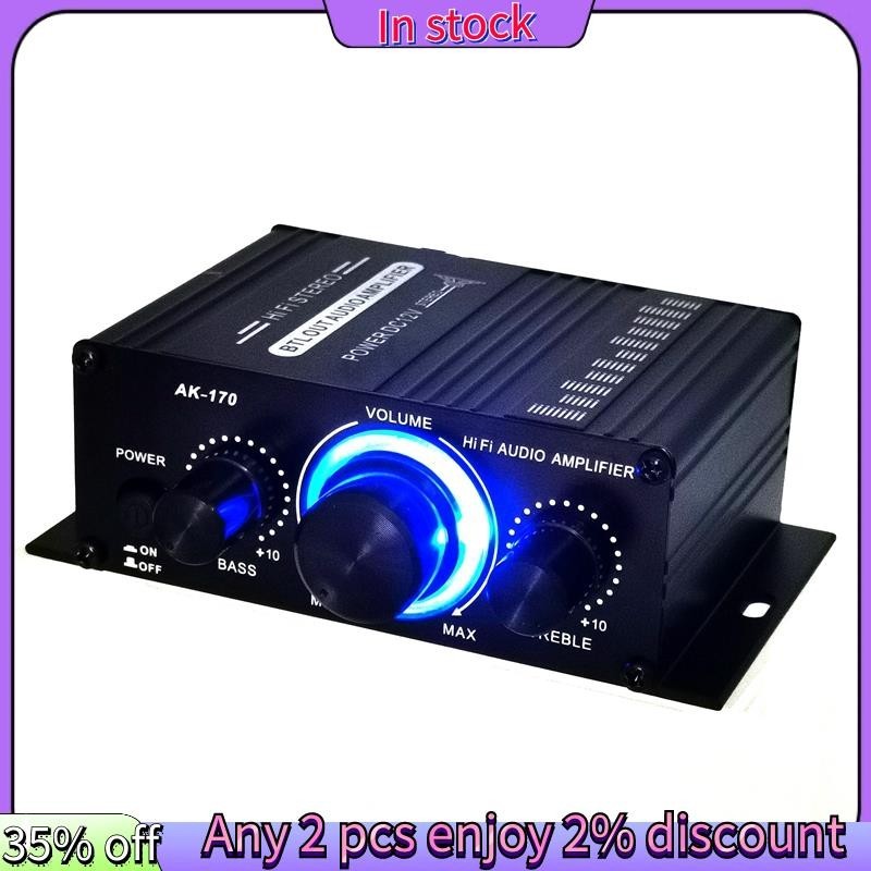 ในสต็อก-เครื่องขยายเสียงสเตอริโอขนาดเล็ก Dc12V เครื่องเล่นเสียง Hi-Fi สองช่องรองรับอินพุต Dvd โทรศัพ