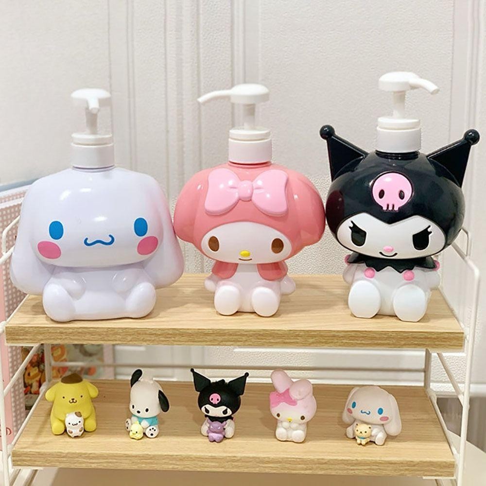 SANRIO พินชา ขวดโลชั่น,การ์ตูน ซานริโอ ขวดรีฟิลความจุขนาดใหญ่,ขวดหัวปั๊มแบบพกพาที่ว่างเปล่าคุณภาพสูงสบู่เหลว