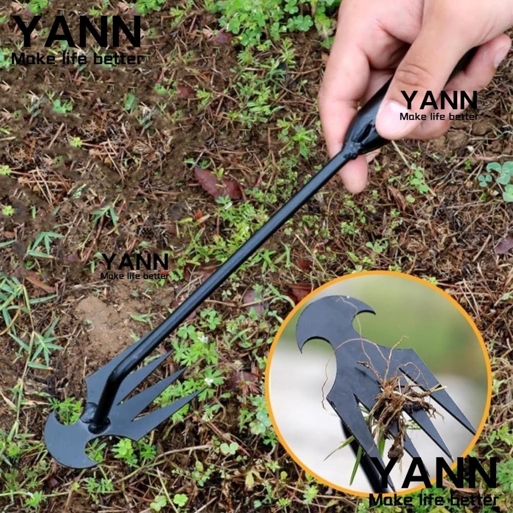 Yann1 สิ่งประดิษฐ์กําจัดวัชพืช, เหล็กแมงกานีสปลอม 4 ฟัน Weeders เครื่องมือกําจัดวัชพืช,คุณภาพสูงกรงเล็บเหล็กถอนรากถอนรากถอนรากถอนหญ้าปลอมสําหรับสวน Yard