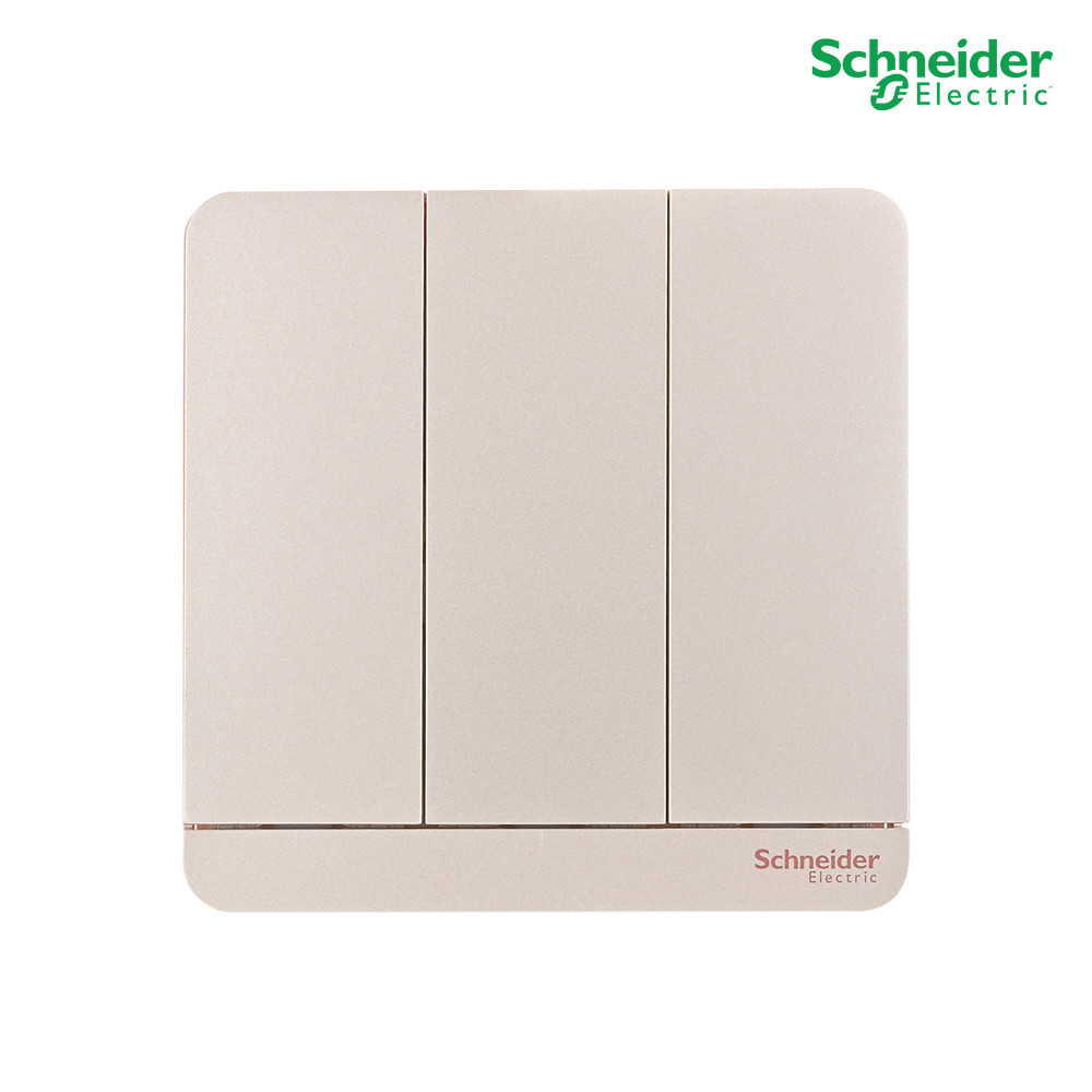 Schneider สวิตช์ไฟทางเดียว 3 ช่อง One Way Switch 16AX, 250V สีทอง รุ่น AvatarOn E รหัส E8333L1_WG_G5