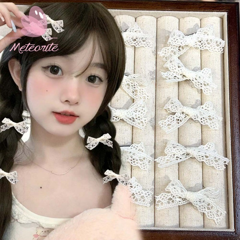 กิ๊บโบว์ริบบิ้นบัลเล่ต์หวาน - สาวโลลิต้าเกาหลีมินิคลิปคว้า - มินิหน้าม้าด้านข้างลูกไม้กุทัณฑ์ปิ่นปักผม หมวก