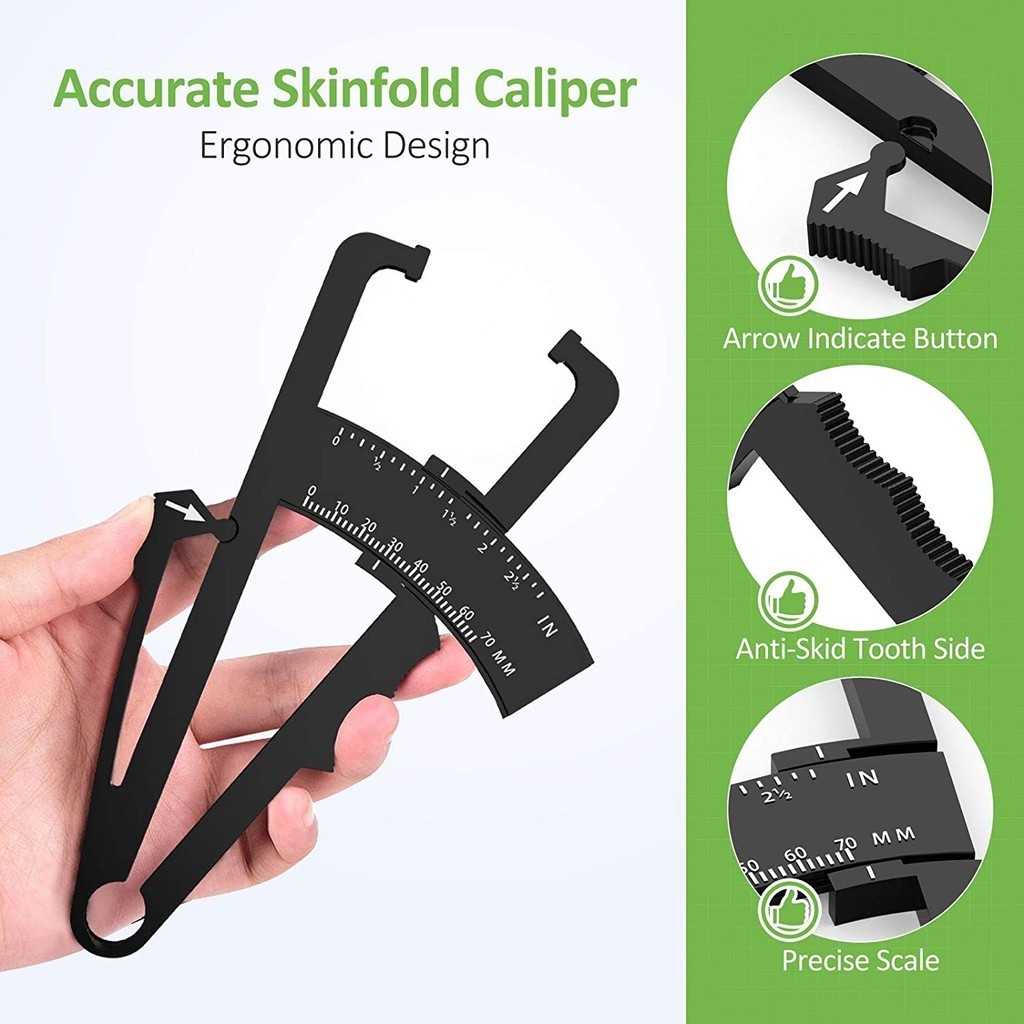 Body Fat Caliper Fat วัด Clipper Combo พร้อม Body Fat Percentage วัดแผนภูมิวัดไขมันในร่างกายสําหรับผ