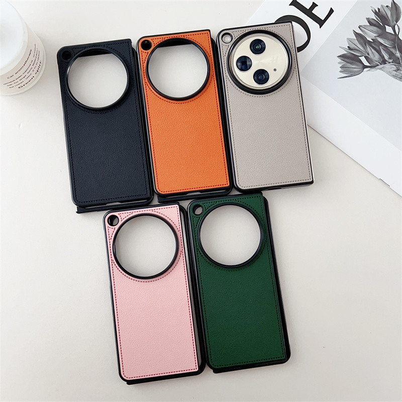 OPPO Find N3 คลาสสิกพับกรณีโทรศัพท์สีทึบหนังรูปแบบฝาครอบป้องกัน