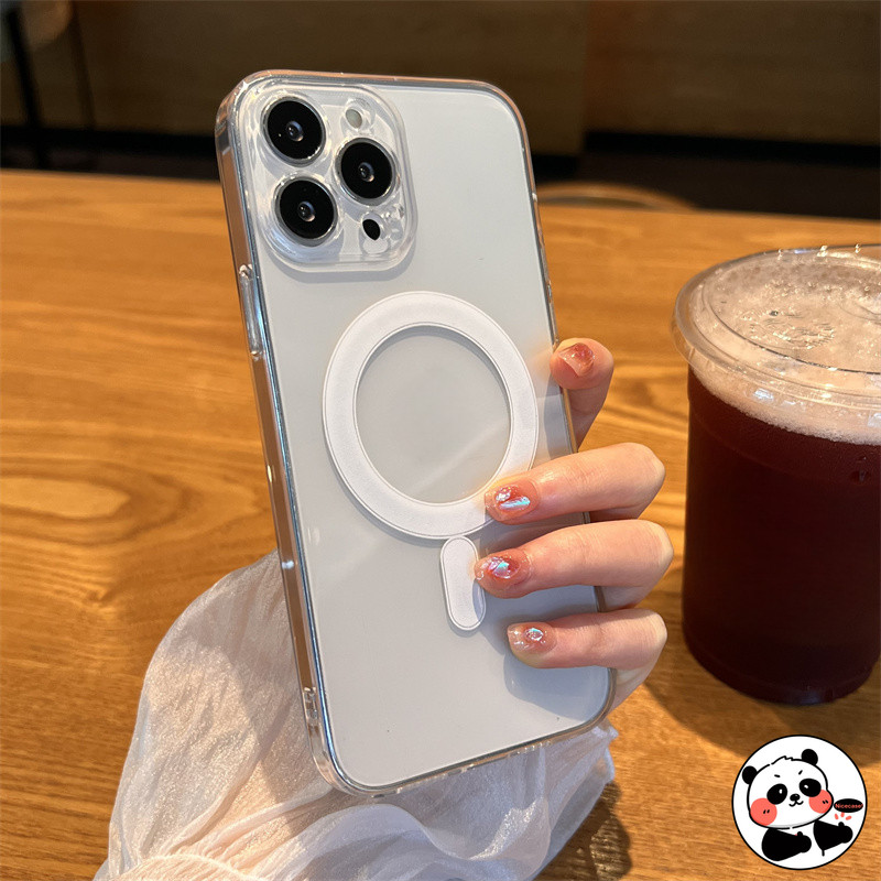 ปลอกแม่เหล็กสําหรับiPhone 15 14 Plus 13 12 Mini 11 Pro Max XR XS Max X 8 7 6 6s Plus SE 2022 2020 ฝาครอบSoft Thin Wireless Chargeโปร่งใสTPUเคสโทรศัพท์