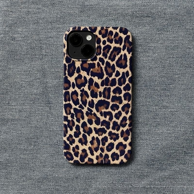 Retro Wild Artสีน้ําตาลเสือดาวพิมพ์iPhone 15 14 Pro Max 15 Plusป้องกันฝุ่นXR 7 Plus 8 Plus XS Max Anti-drop 12 13 Pro Max 11 Hard ShellกันกระแทกBMUX