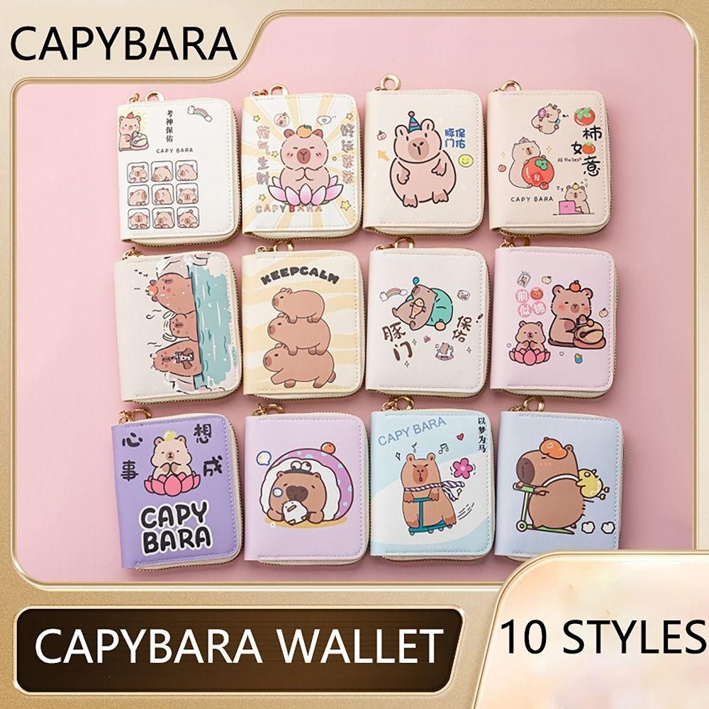 UUMIR กระเป๋าใส่เหรียญเงิน, INS สไตล์ Capybara บัตรเครดิต Holoder, Simple PU หนังซิปกระเป๋าสตางค์สําหรับนักเรียนหญิงของขวัญ