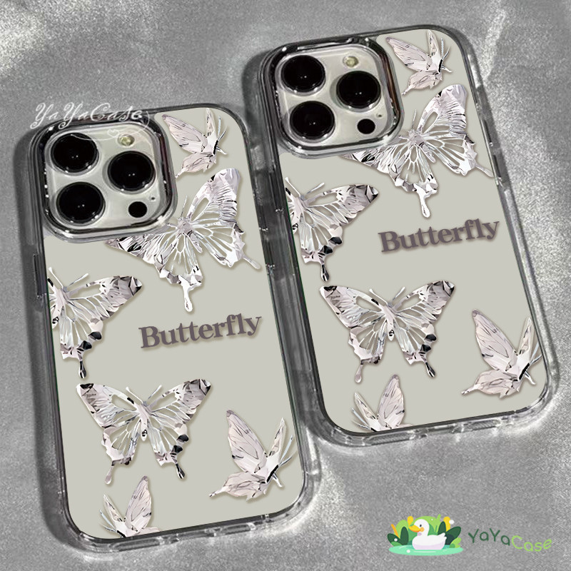 สำหรับ iPhone11 13 Case FOR เคสไอโฟน14 15 12 pro max 7 8 14 15 Plus X XR XS Max Butterfly รุ่น ขั้นสูง กรอบรูปโลหะ เคส